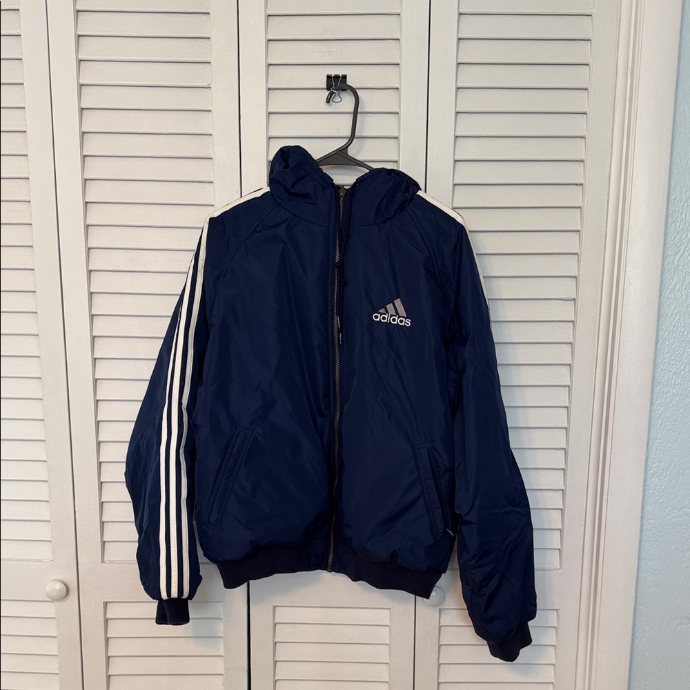 Adidas Dark Blue Jacket with White Accents